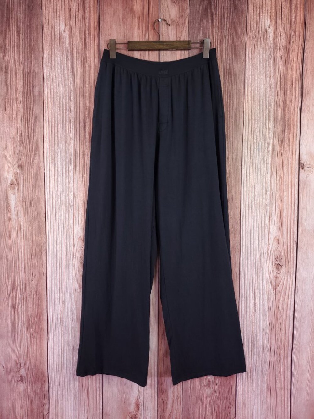Skims Mens XL Wide Leg Lounge Sleep Pajama Pants Soft Black Modal Cotton Spandex